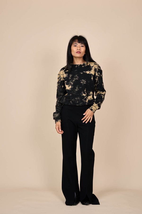 Cotton Black/Yellow Reverse Tie-Dye Sweatshirt