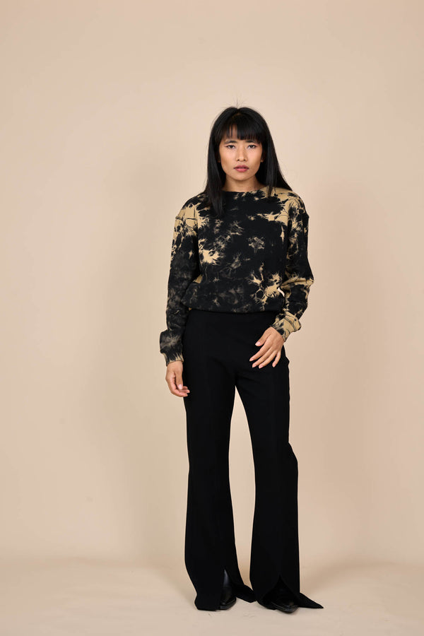 Cotton Black/Yellow Reverse Tie-Dye Sweatshirt