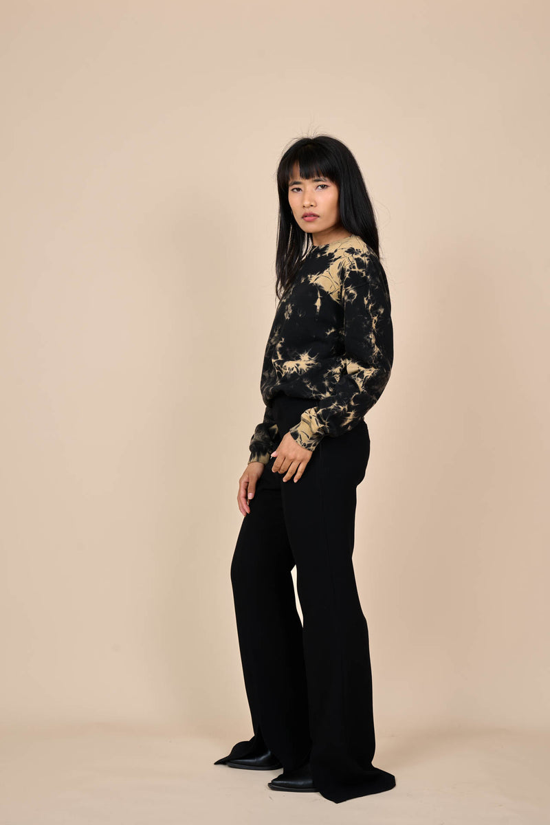 Cotton Black/Yellow Reverse Tie-Dye Sweatshirt