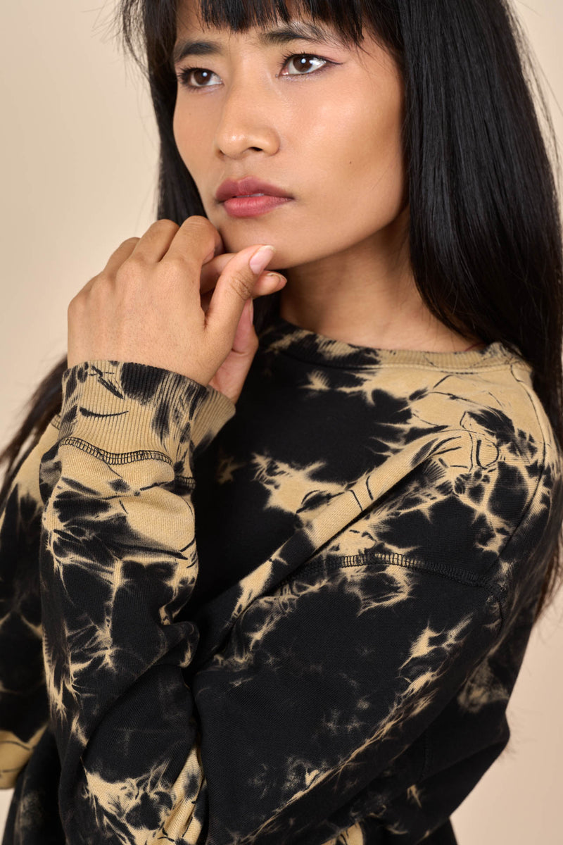 Cotton Black/Yellow Reverse Tie-Dye Sweatshirt