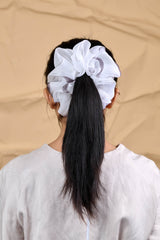 Mega Scrunchie In Black and White Feather Stroke Dye