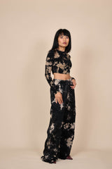 Cotton Black/Off-White Reverse Tie-Dye Wide Leg Pants