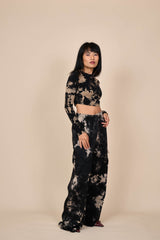 Cotton Black/Off-White Reverse Tie-Dye Wide Leg Pants