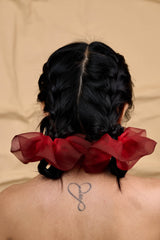 Mini Scrunchie In Black Velvet Rose Dip Dye