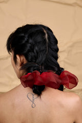 Mini Scrunchie In Black Velvet Rose Dip Dye