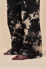 Cotton Black/Off-White Reverse Tie-Dye Wide Leg Pants