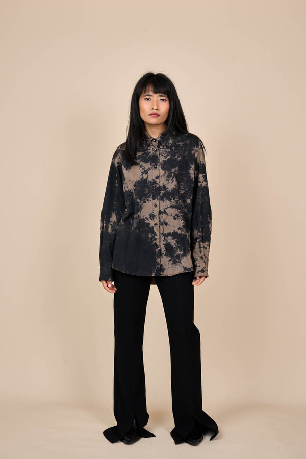 Cotton Black/Taupe Reverse Tie-Dye Shirt