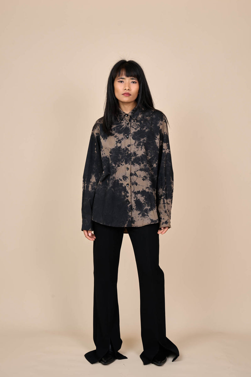 Cotton Black/Taupe Reverse Tie-Dye Shirt