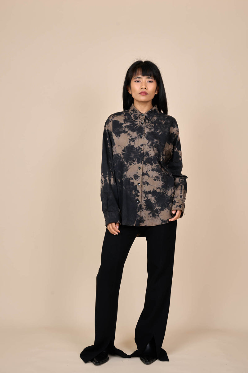 Cotton Black/Taupe Reverse Tie-Dye Shirt