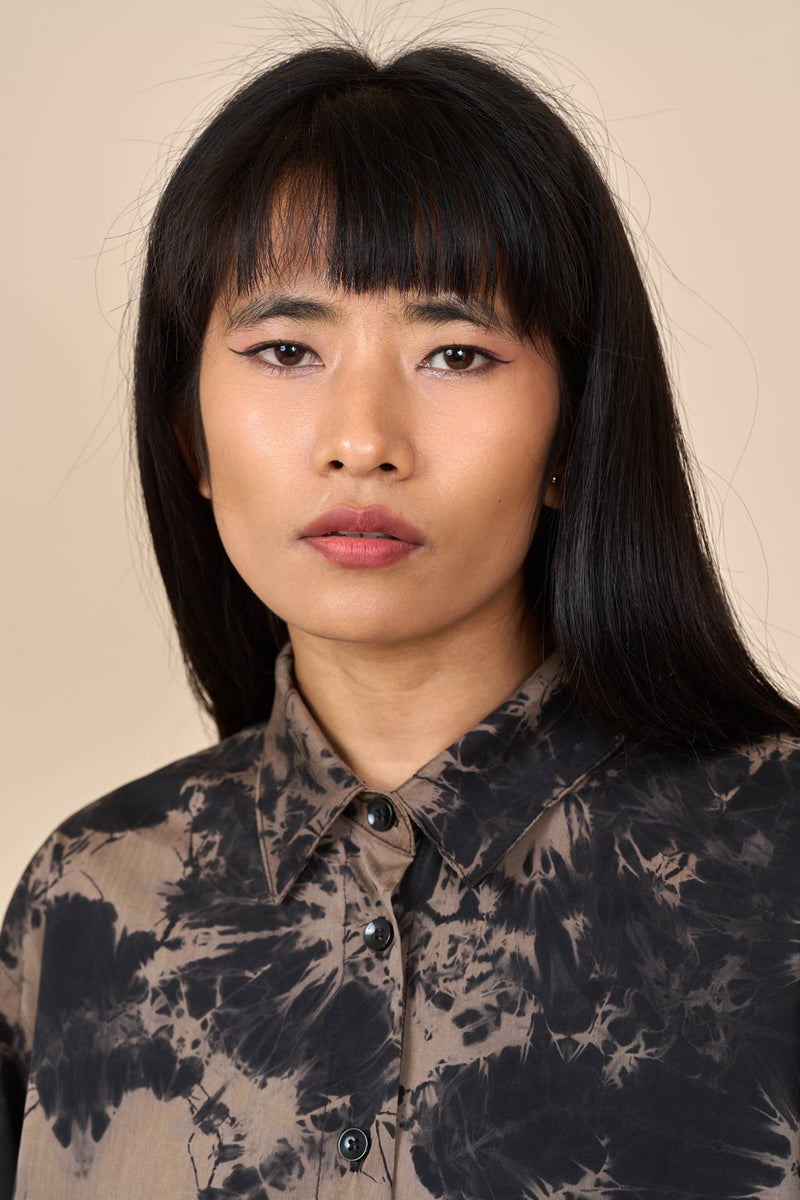 Cotton Black/Taupe Reverse Tie-Dye Shirt