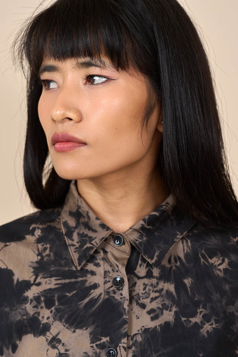 Cotton Black/Taupe Reverse Tie-Dye Shirt