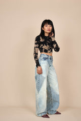 Bleach Cross Dye Minimum Fade Baggy Jeans