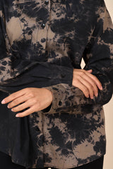 Cotton Black/Taupe Reverse Tie-Dye Shirt