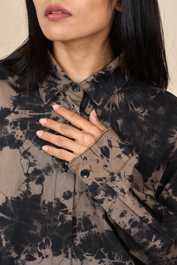 Cotton Black/Taupe Reverse Tie-Dye Shirt