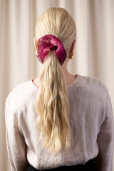 Mini Scrunchie In Blood Plum Tie-Dye