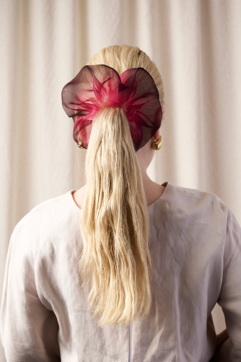 Mini Scrunchie In Blood Plum Tie-Dye