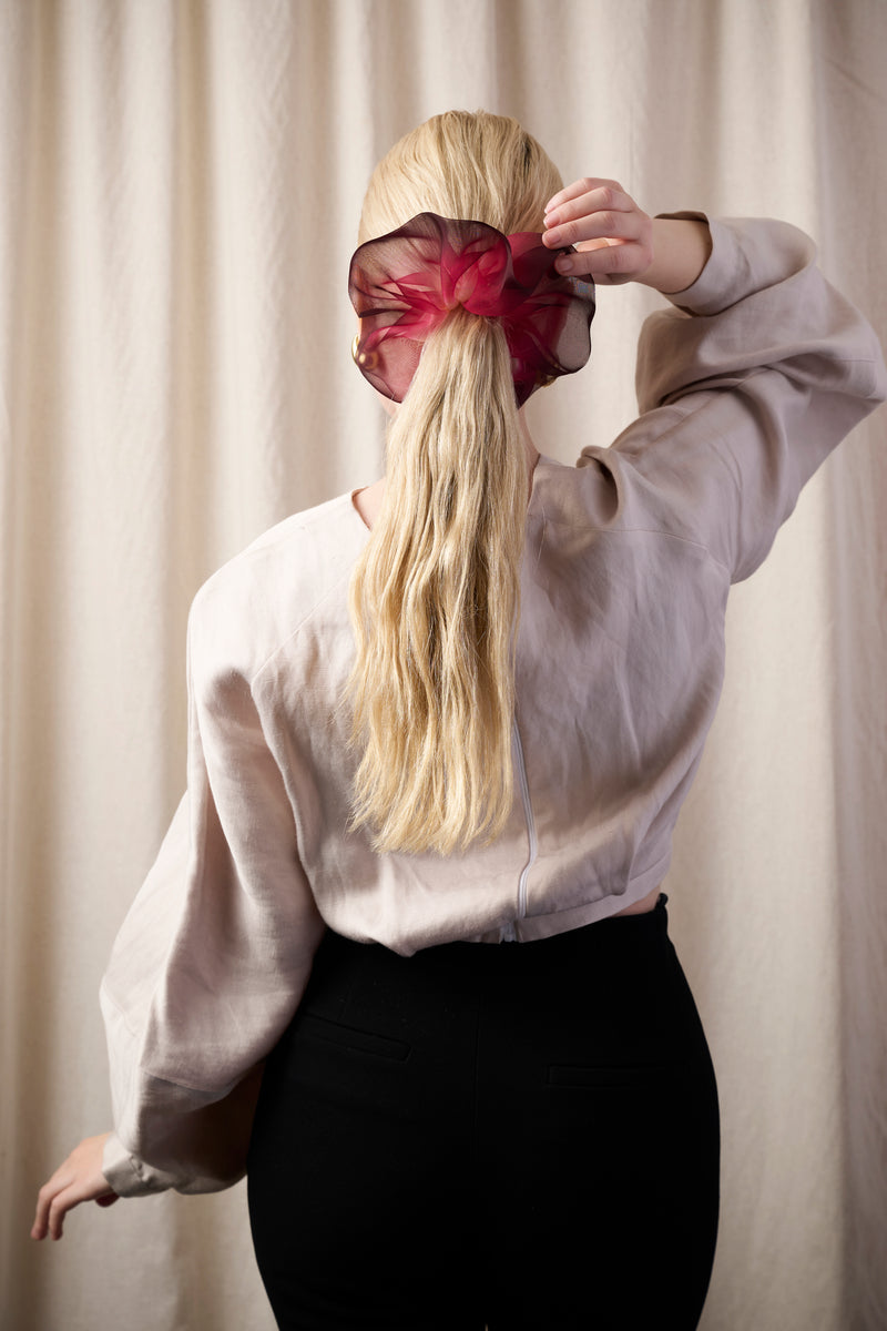 Mini Scrunchie In Blood Plum Tie-Dye