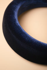 Closeup of Velvet Blue Fabric of Padded Headband