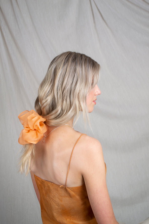 Mega Scrunchie in Orange Silk Organza