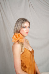 Oversized Silk Scrunchie in Orange