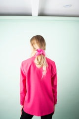 Mini Scrunchie in Neon Pink Tie-Dye Silk Organza