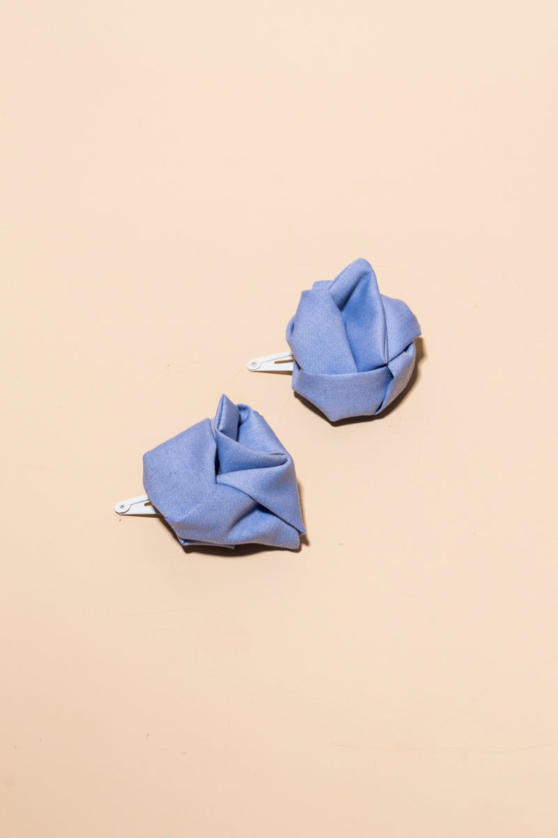 light blue flower hair clips