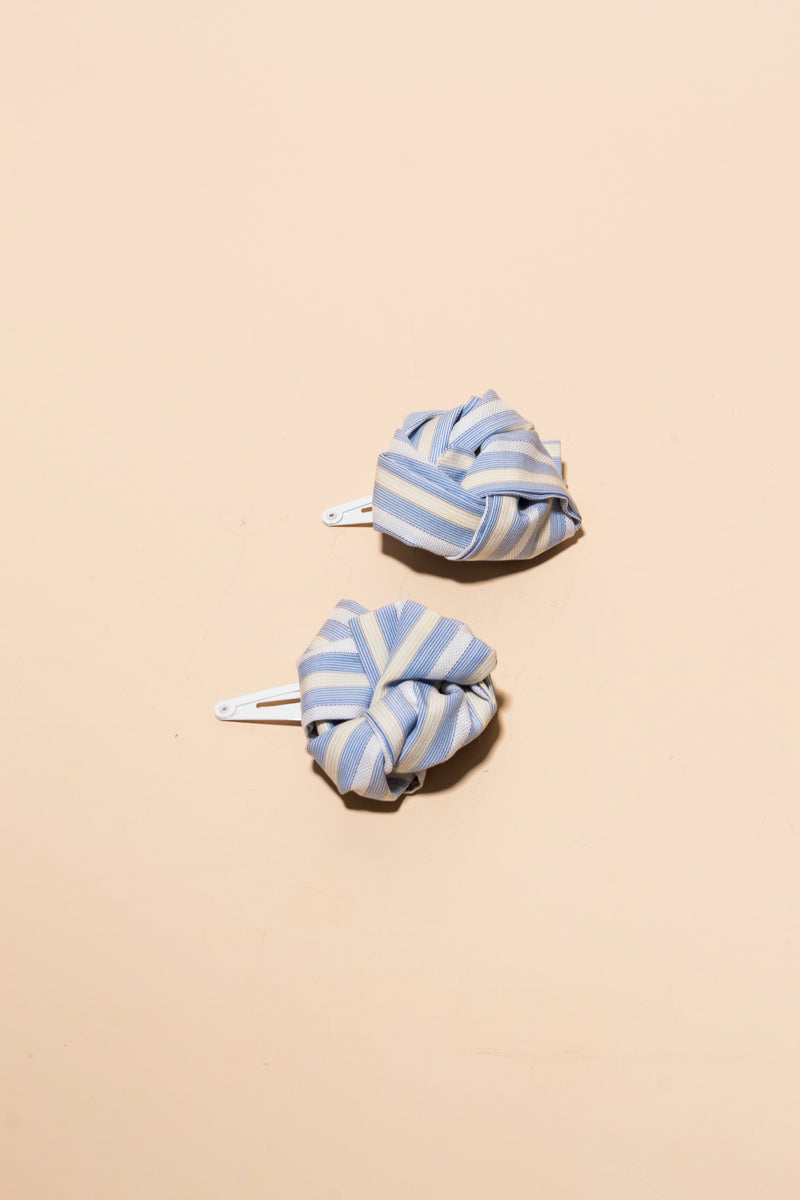 cotton flower striped snap hair clips