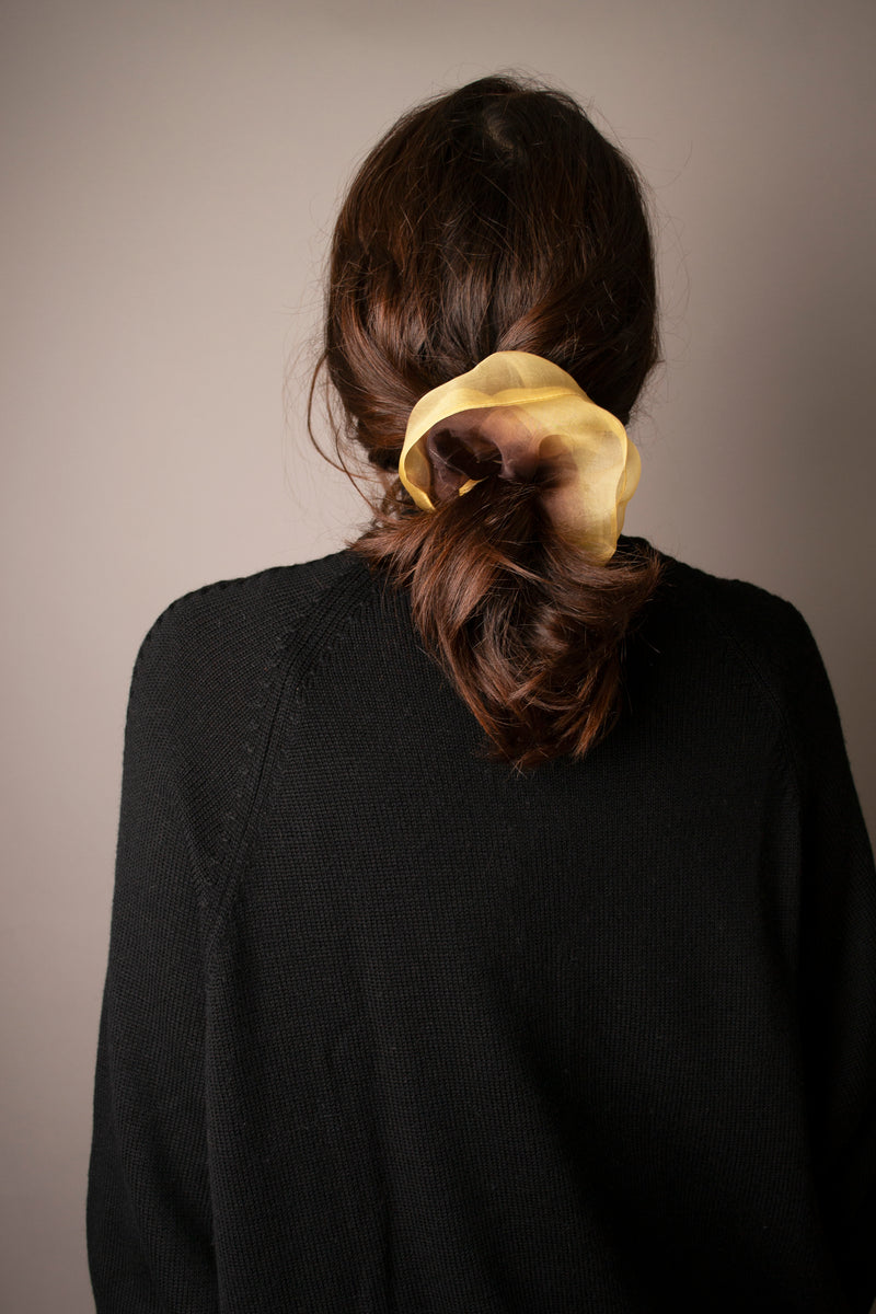 Scrunchie Hand Dyed Silk Organza Duo Brown/Gold - Mini - Gliese 504