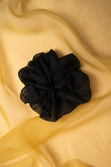 Black Silk Giga Scrunchie Flatlay