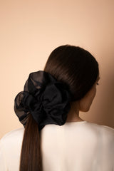 Extra Large Black Silk Scrunchie