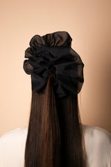 Oversized Silk Organza Black Scrunchie