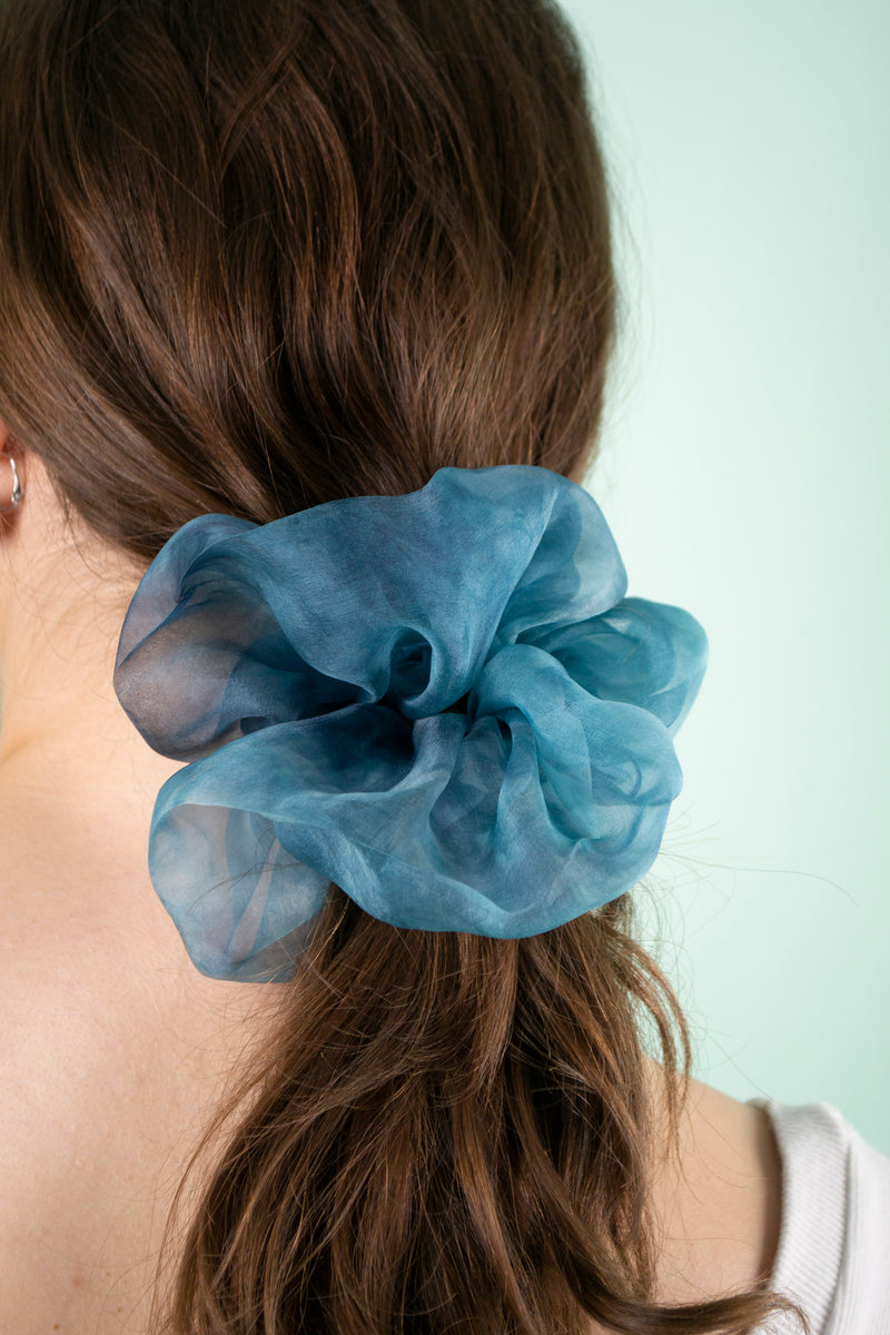 Mega Scrunchie in Ocean Dye Silk Organza