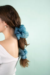 Mega Scrunchie in Ocean Dye Silk Organza