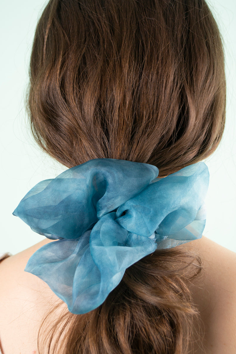 Mega Scrunchie in Ocean Dye Silk Organza