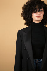 Vintage Dad's Oversized Tuxedo Blazer in Black - Gliese 504